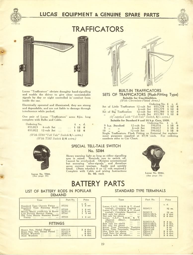 Lucas spares catalogue 1939